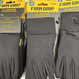 Firm Grip All-Weather Work Gloves, Touch-Screen, Black, New